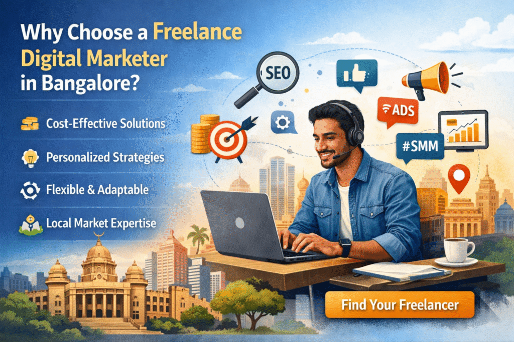 Freelance digital marketer in Bangalore helping businesses grow with SEO, social media marketing, and Google Ads